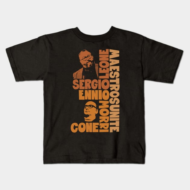 Sergio Leone and Enio Morricone - Maestros Unite Kids T-Shirt by Boogosh